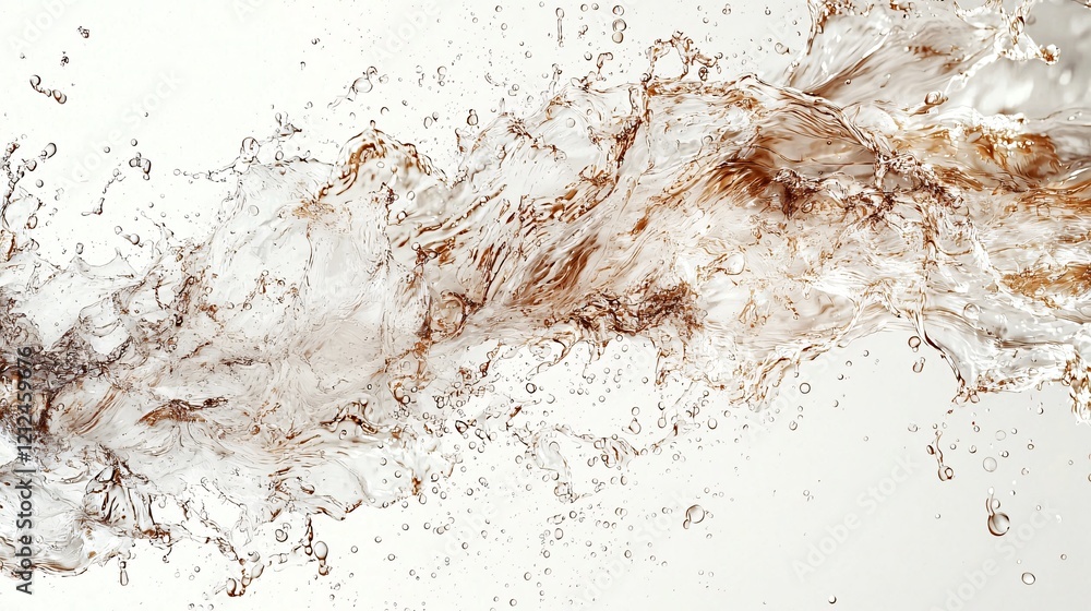 Brown liquid splash, white background. Drinks advertising Brown liquid splash, white background. Drinks advertising