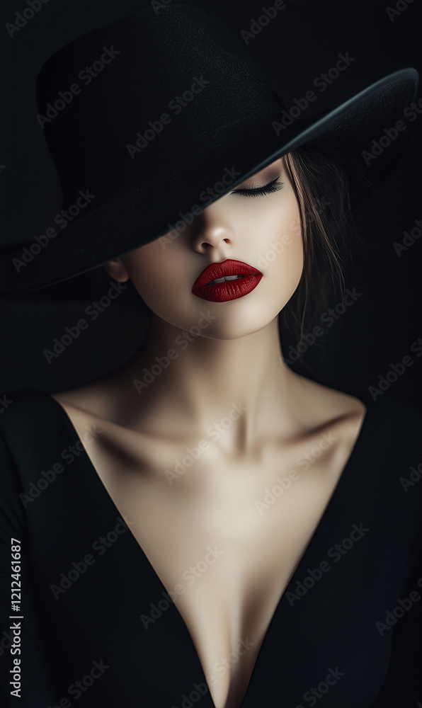 Beautiful Women Wearing Black Hat Cap Beautiful Women Wearing Black Hat Cap