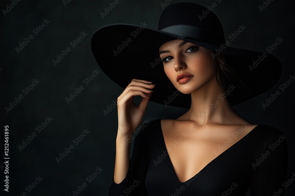 Beautiful Women Wearing Black Hat Cap Beautiful Women Wearing Black Hat Cap