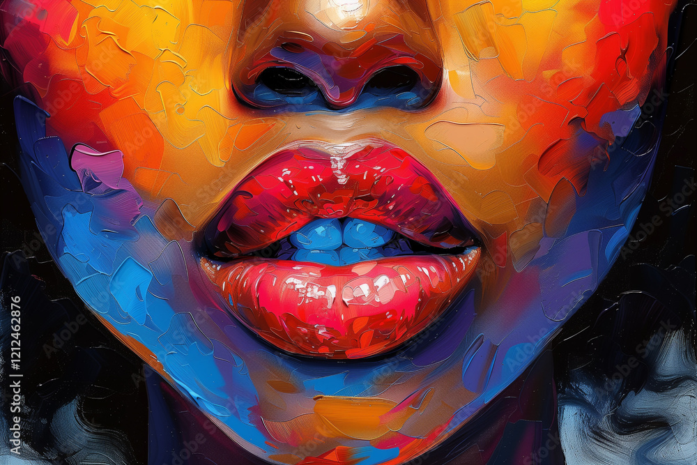 Holi festival. Close up of girl's face. Collage, portrait, painting Holi festival. Close up of girl's face. Collage, portrait, painting