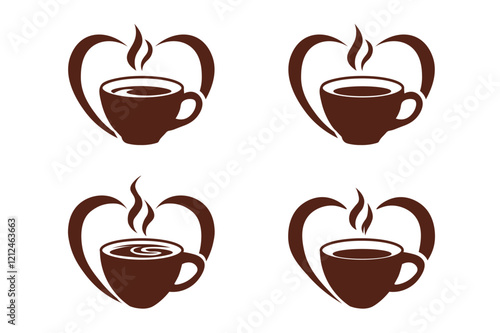 Coffee Cup Heart Logo Designs