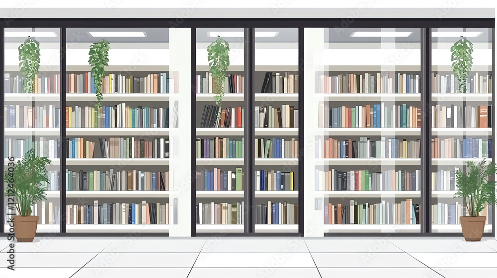 Organizing a modern library space urban location digital artwork minimalist environment wide view knowledge hub Organizing a modern library space urban location digital artwork minimalist environment wide view knowledge hub