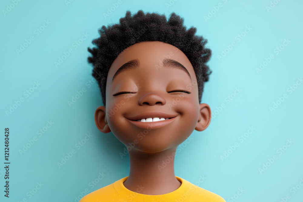 Portrait happy afro bot avatar, funny facial expression, 3d style cartoon character Portrait happy afro bot avatar, funny facial expression, 3d style cartoon character