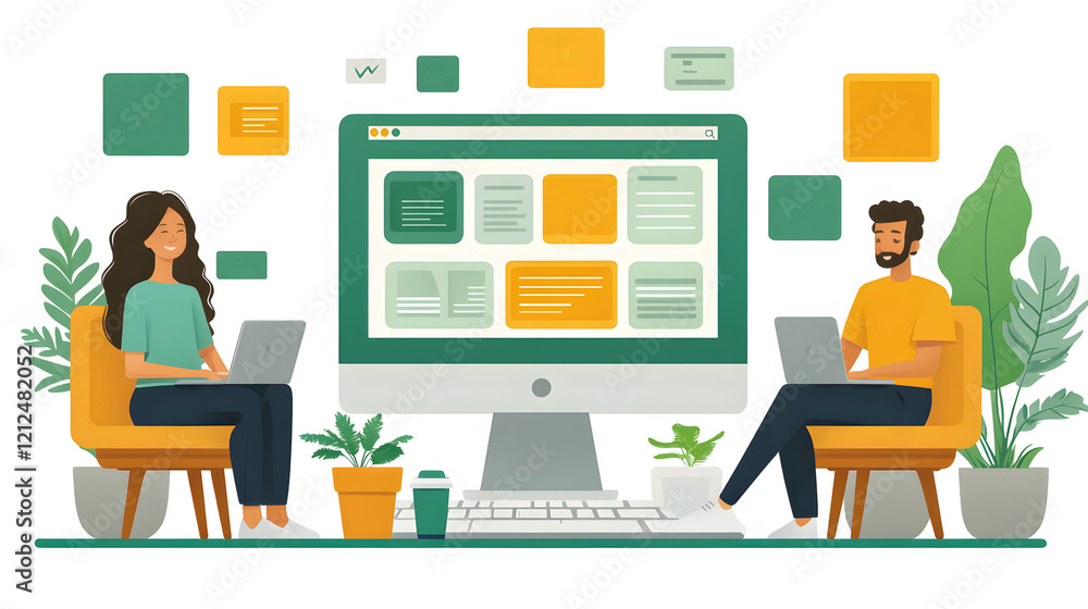 Dynamic online environment where a community manager facilitates meaningful engagement, 8K flat vector style, Dynamic online environment where a community manager facilitates meaningful engagement, 8K flat vector style,