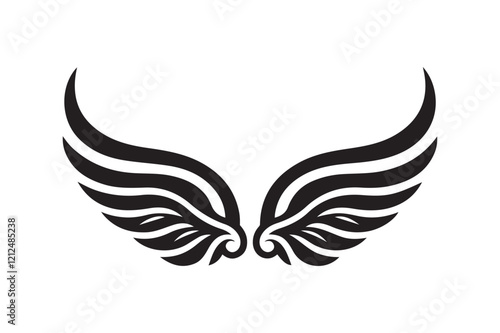 Minimalist Wings Icon Silhouette Vector Art Illustration