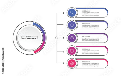 Business infographic design template with 5 options