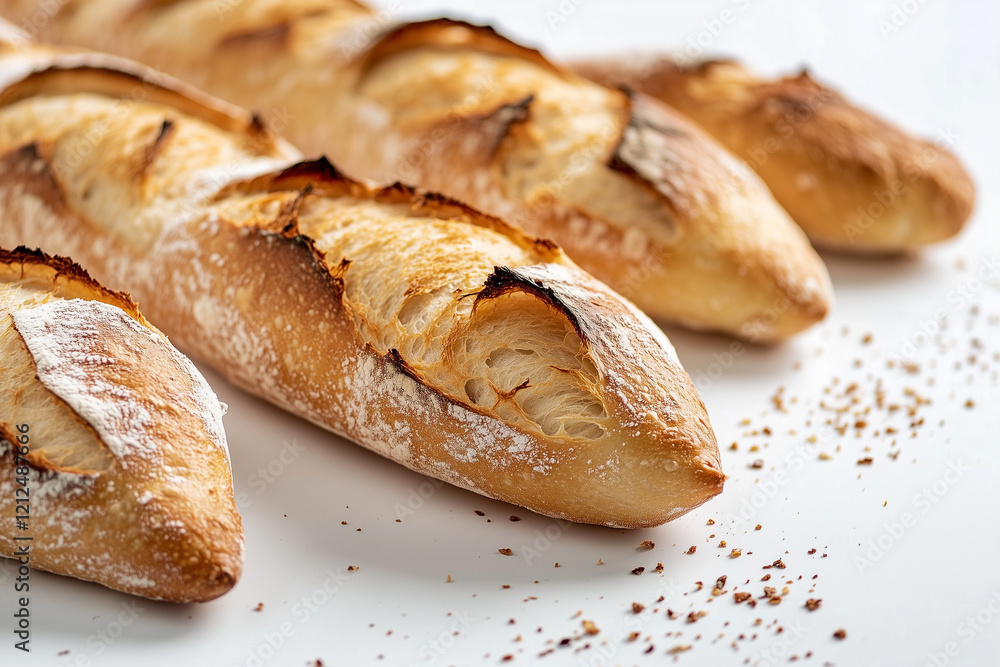 Freshly baked baguettes showcasing a golden crust and soft interior Freshly baked baguettes showcasing a golden crust and soft interior