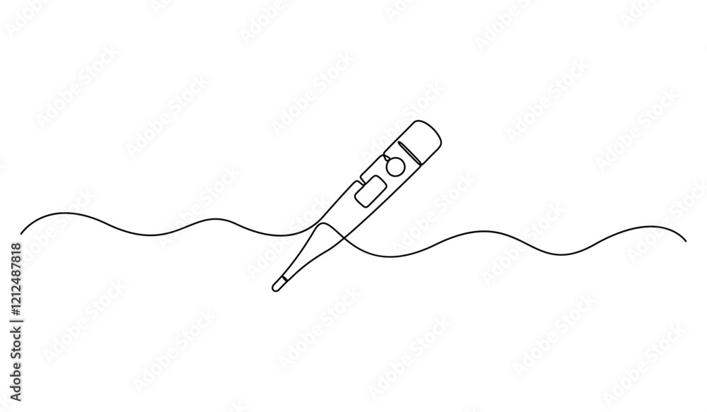 Continuous one line drawing of thermometer vector illustration Continuous one line drawing of thermometer vector illustration