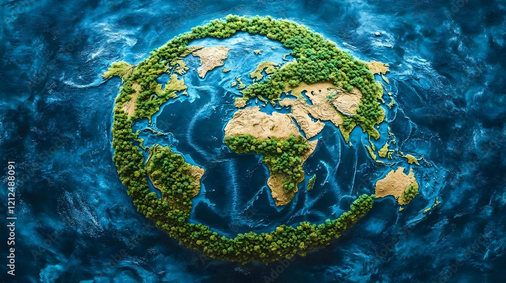 Fototapeta premium Lush Earth, Ocean Background, Sustainability