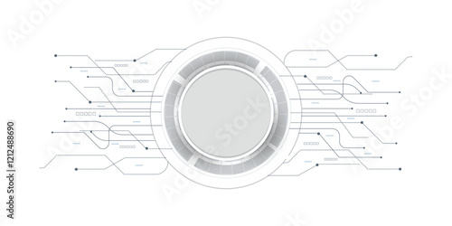 Fototapeta Naklejka Na Ścianę i Meble -  Vector design 3d paper circle with circuit board. Illustration Abstract modern futuristic, engineering, science, technology background