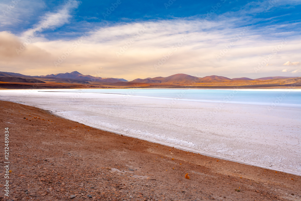 Αυτοκόλλητο Salar de Aguas Calientes and lagoon in the Altiplano (high Andean plateau) over