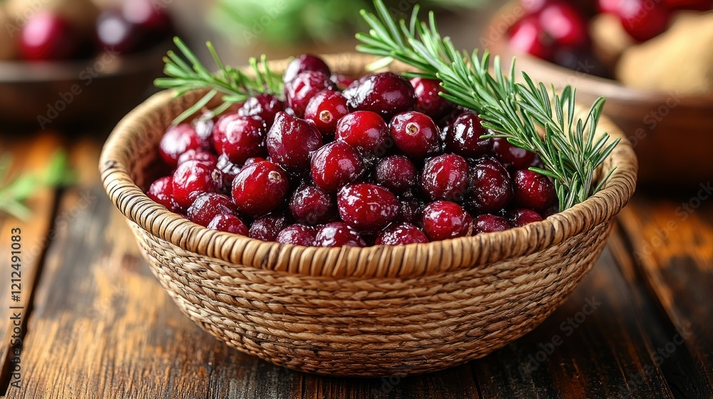 Cranberry Sauce Bowl with Rosemary Garnish Cranberry Sauce Bowl with Rosemary Garnish