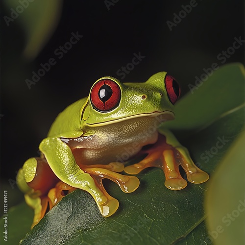 Green Frog Highlighting Stunning Red Eyes photo