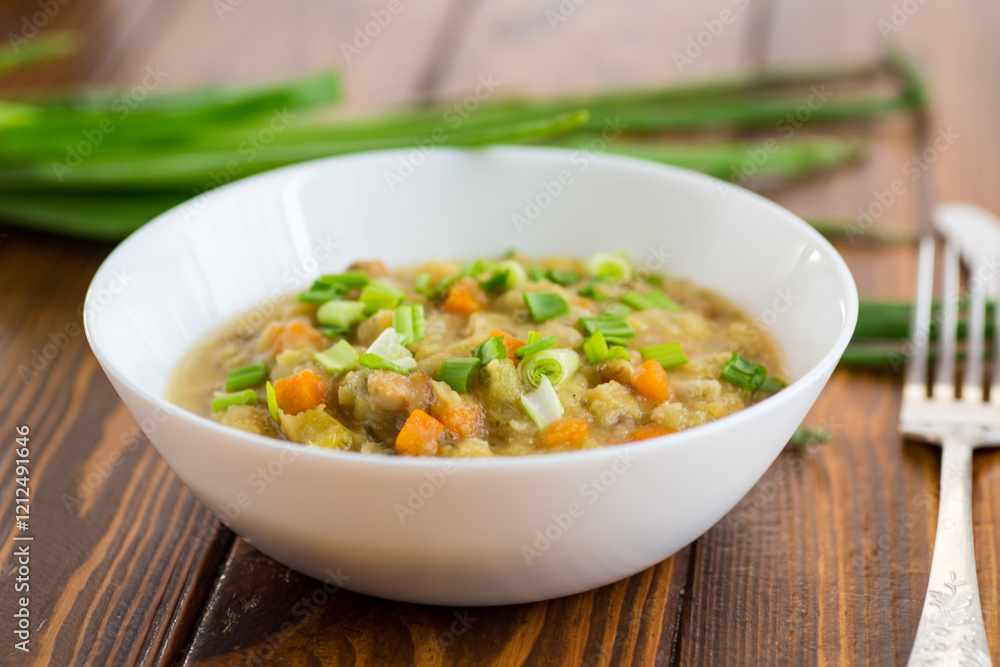 Natural dish of peas and vegetables Natural dish of peas and vegetables