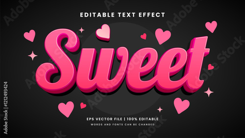 Sweet 3d editable text effect pink style