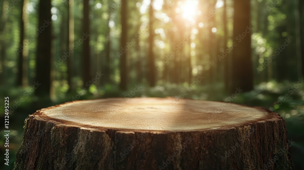 An intimate close-up of a tree stump reflecting radiant sunlight, surrounded by the enchanting beauty of a vibrant forest, symbolizing nature's cycle of life and decay. An intimate close-up of a tree stump reflecting radiant sunlight, surrounded by the enchanting beauty of a vibrant forest, symbolizing nature's cycle of life and decay.