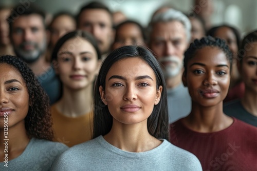 Diverse group of individuals showcasing unity and strength throu photo