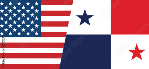 Flag of USA and Panama combined. Concept of belonging and independence. Vector illustration.