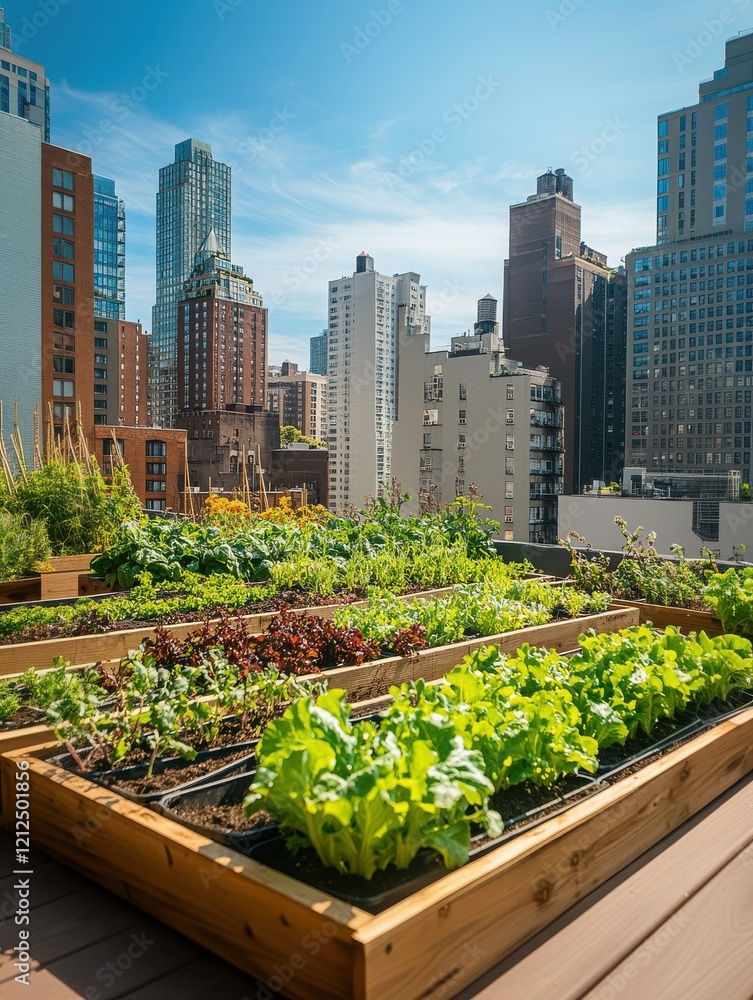 Urban rooftop garden showcases thriving plants against a backdrop of skyscrapers in a vibrant city landscape. Generative AI Urban rooftop garden showcases thriving plants against a backdrop of skyscrapers in a vibrant city landscape. Generative AI