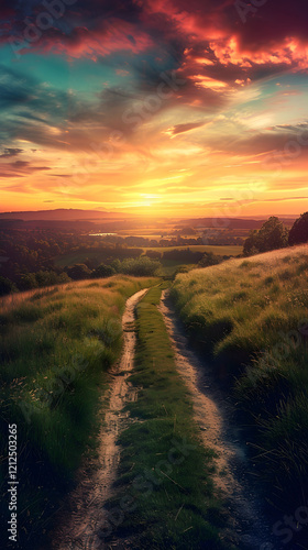 Inspirational Landscape Image with a Quote about Life's Journey photo