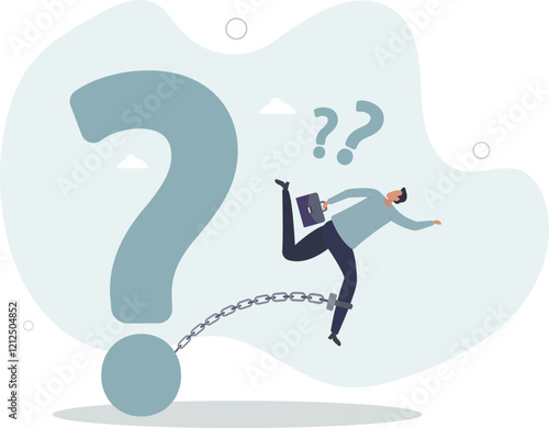 Struggle with unanswered question, problem or difficulty, hard questions or unsolvable quest concept.flat characters.