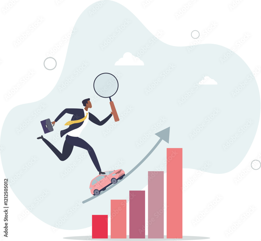 Obraz premium Data driven marketing using technology information to drive sell or advertising campaign, tracking user behavior analysis concept.flat characters.