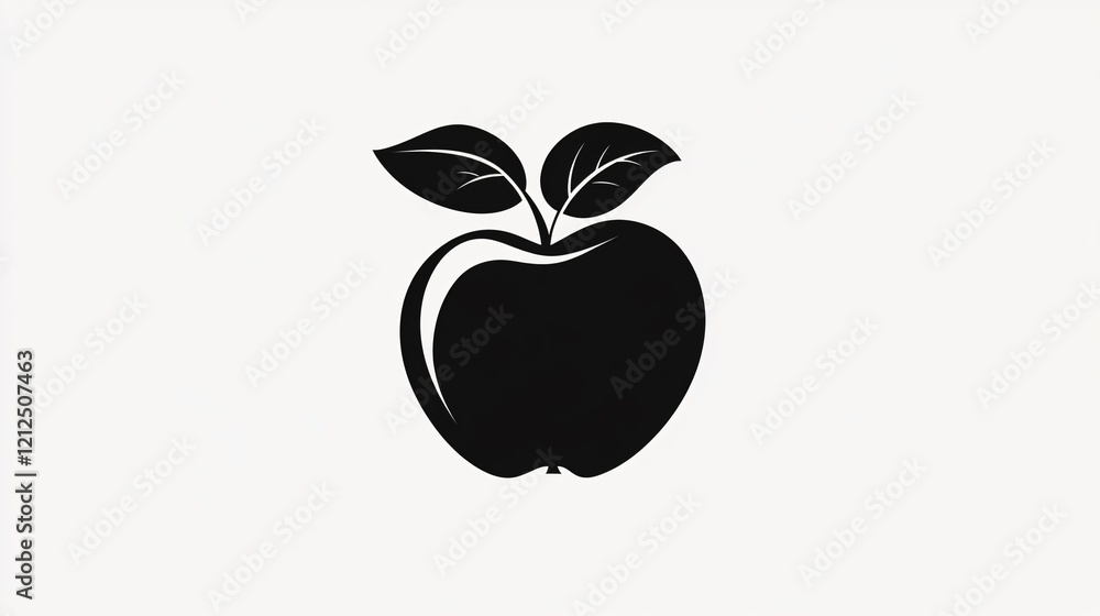 Black Apple Fruit Logo Icon on White Background for Plant Designs Black Apple Fruit Logo Icon on White Background for Plant Designs