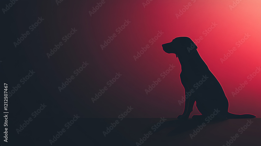 minimal silhouette of Labrador dog sitting against gradient background, evoking sense of calm and serenity. contrasting colors enhance dog profile beautifully minimal silhouette of Labrador dog sitting against gradient background, evoking sense of calm and serenity. contrasting colors enhance dog profile beautifully