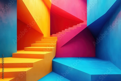 Wallpaper Mural Colorful staircase featuring a vibrant design with various bright colors in a modern architectural setting Torontodigital.ca