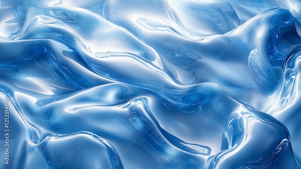 Obraz premium Rippling waves of translucent blue create an enchanting pattern, capturing light and evoking feelings of tranquility. This fluid movement forms a surreal artistry within the water