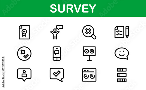 Premium Survey Icons. Clean, Editable Vectors for Data Collection, Market Research, Customer Feedback, and Polling Applications.