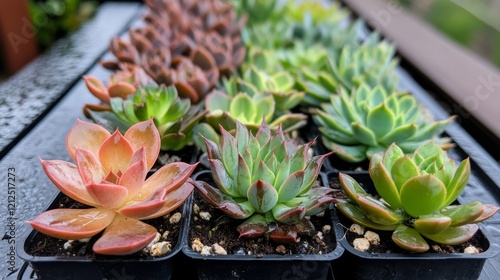 Creepy close-up of wet succulent plants with varying focus, featuring moody and atmospheric lighting for a dark, intriguing nature scene
 photo