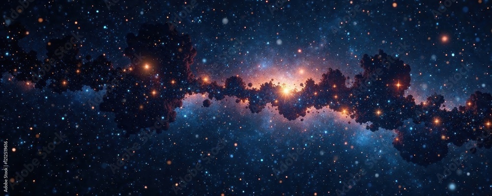 Naklejka premium Vast black canvas, myriad stars twinkling intensely , Milky Way, twinkle, deep space