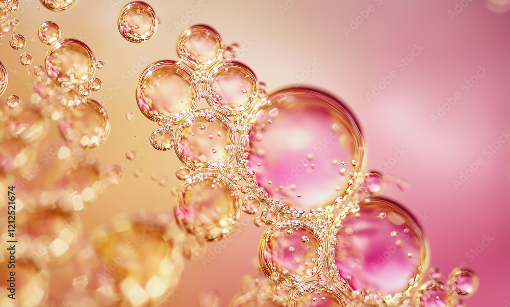 golden and black ping-colored spherical molecular particles golden and black ping-colored spherical molecular particles