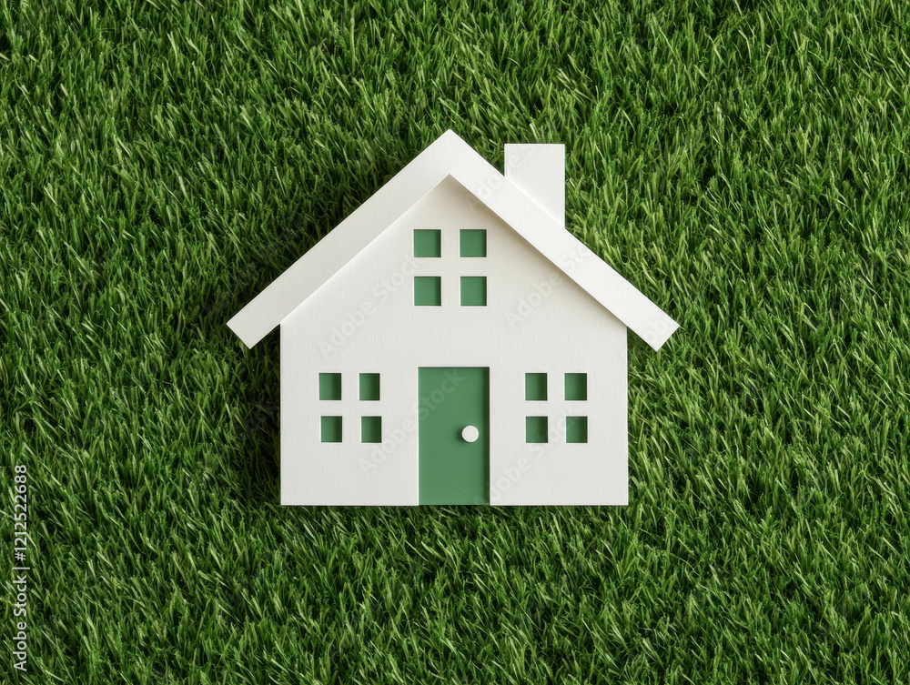 lively paper cut house design on green grass, symbolizing home and nature. This creative representation evokes sense of warmth and comfort lively paper cut house design on green grass, symbolizing home and nature. This creative representation evokes sense of warmth and comfort