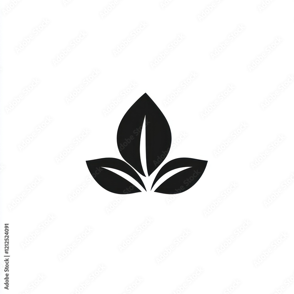 Simple vector graphic of three leaves forming a nature-inspired design element Simple vector graphic of three leaves forming a nature-inspired design element