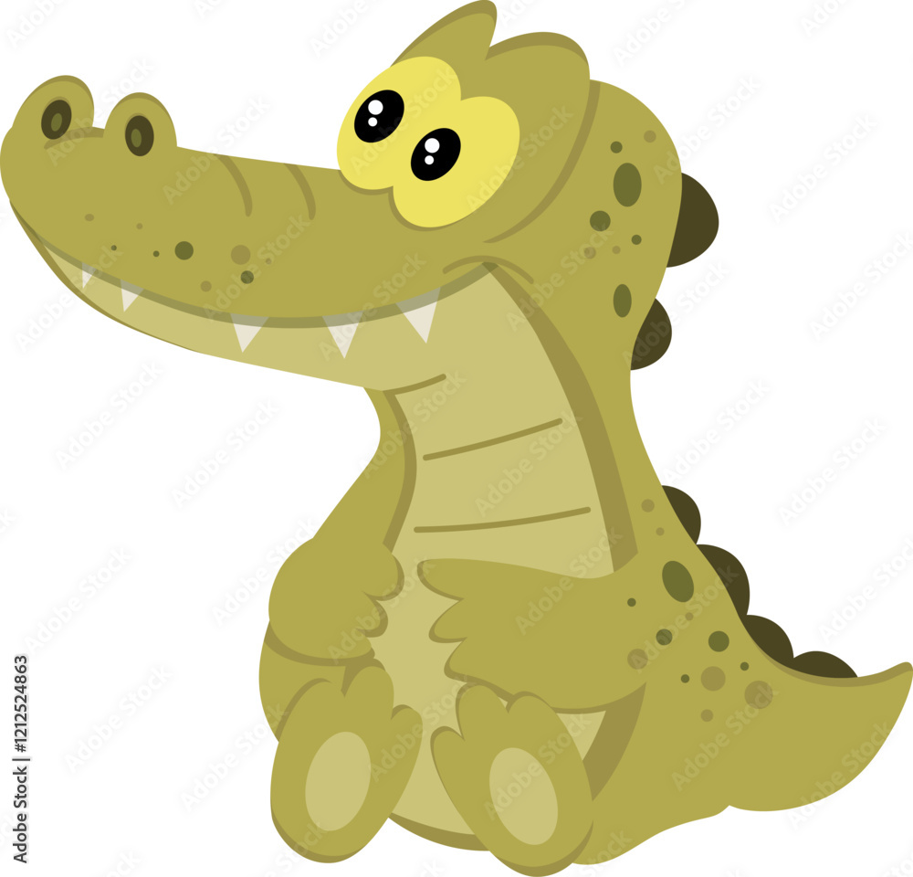 Obraz premium Cute cartoon crocodile. Vector clipart, illustration with isolated background.