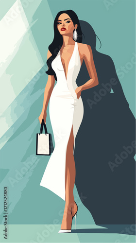 Illustration of fashionable beautiful woman. Beautiful girl. Fashion.