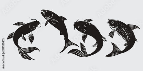 fish silhouette eith white background