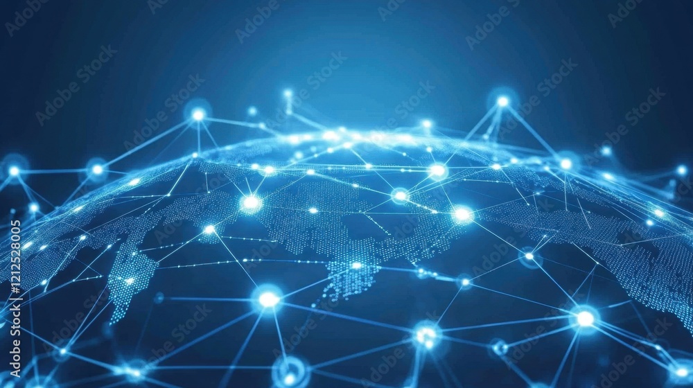 Fototapeta premium Global Network Connection Visualization with Technology and Data