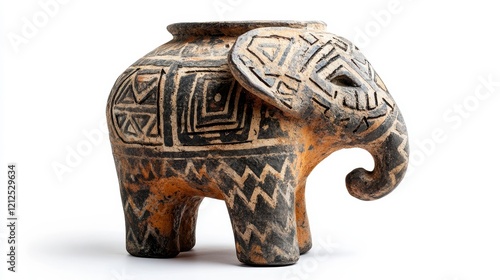 Unique Elephant-Shaped Pottery with Intricate Designs photo