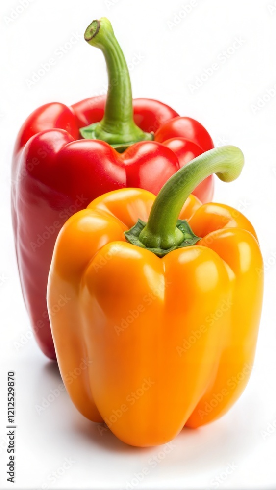 red bell pepper with green pepper on a white background. red bell pepper with green pepper on a white background.