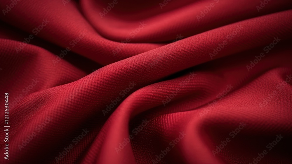 Fototapeta premium Luxurious Red Textured Fabric Close-Up with Detailed Weave Pattern - High-Resolution Luxury Textile Background for Fashion and Design