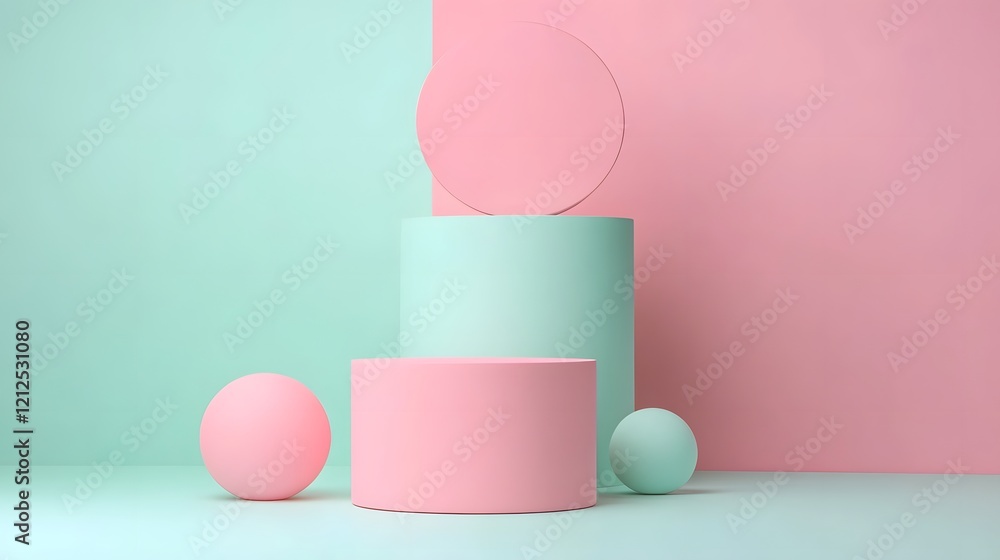 Layered Pastel Geometric Shapes Backdrop with Soft Glowing Effect Layered Pastel Geometric Shapes Backdrop with Soft Glowing Effect