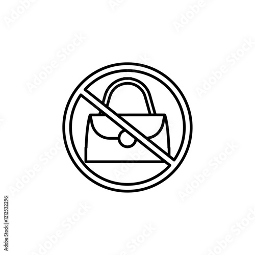 no hand bag icon Simple outline illustration