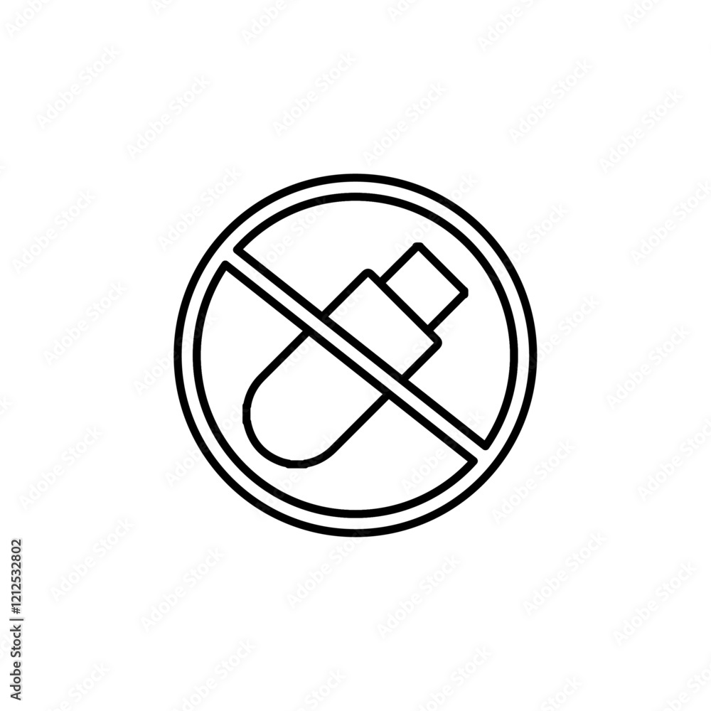 no pendrive icon Simple outline illustration no pendrive icon Simple outline illustration