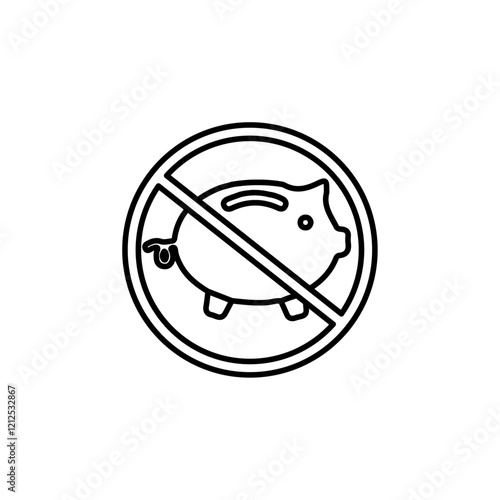 no piggy bank icon Simple outline illustration