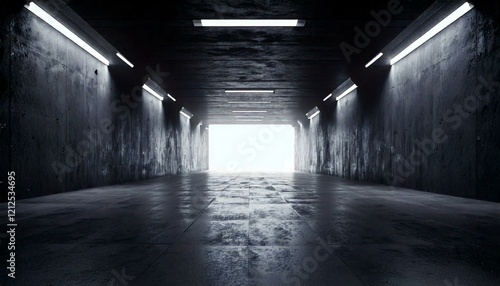 Huge Big Dark Hall Garage Tunnel Corridor Car Empty Studio