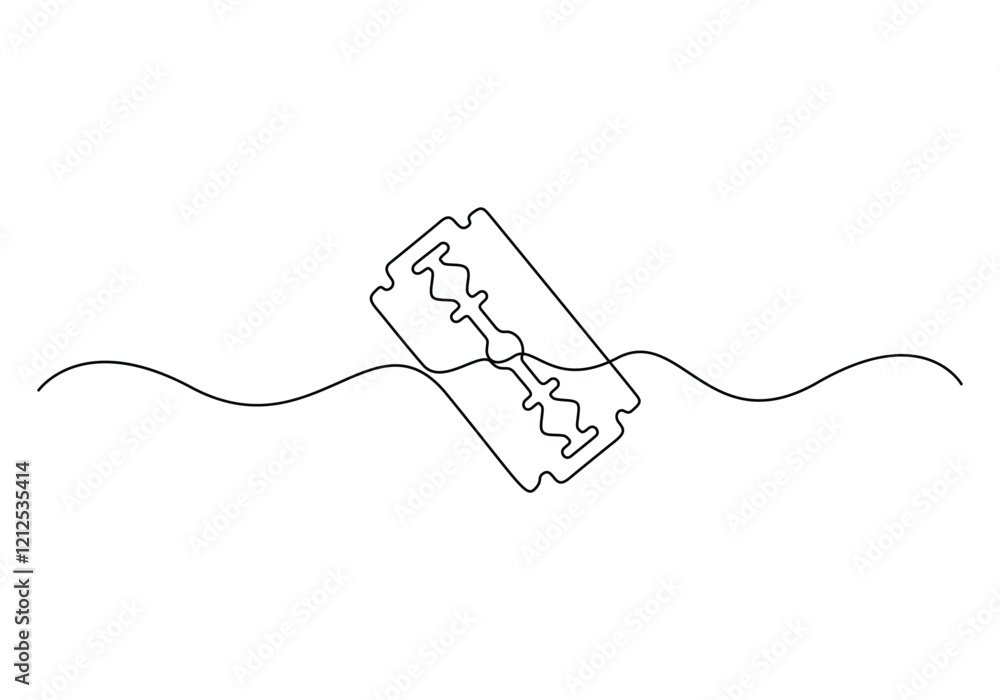 Obraz premium Continuous single line drawing of razor hand drawn picture silhouette line art cutting blade razor vector illustration