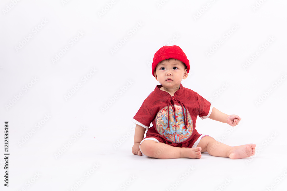 Portrait of child in Chinese New Year celebration clothes Portrait of child in Chinese New Year celebration clothes